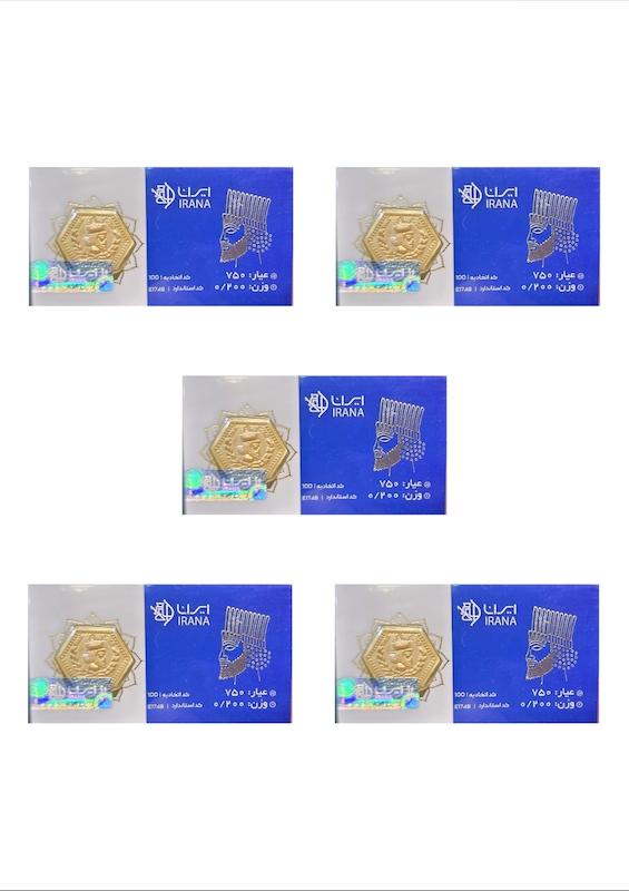 سکه زنانه طلا ۱۸ عیار پک ۵ تایی پارسیان ایران گالری طلای شفیع