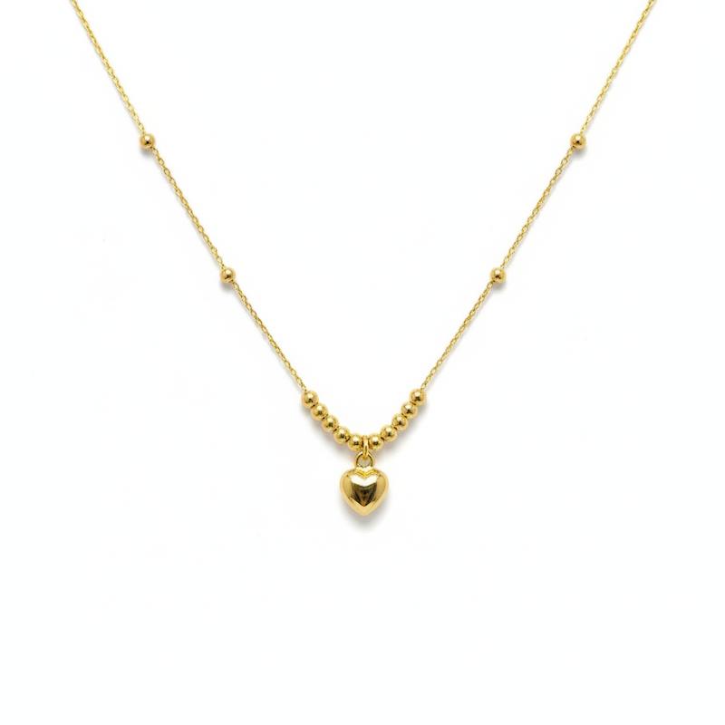 گردنبند زنانه طلا ۱۸ عیار گردنبندوارداتی گوی و قلب گالری کاژه گلد