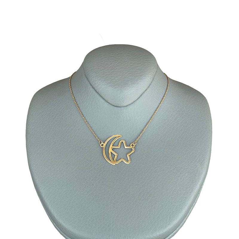 گردنبند زنانه طلا ۱۸ عیار گردنبند ماه و ستاره گالری رخساره