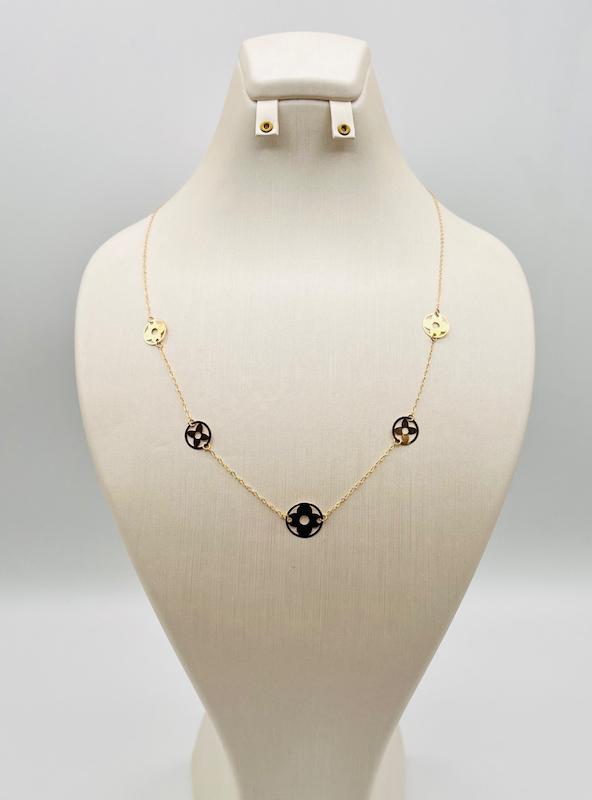 گردنبند زنانه طلا ۱۸ عیار گردنبند مینیمال لیزری نمادار طلا لویی ویتون گالری هورا گلد