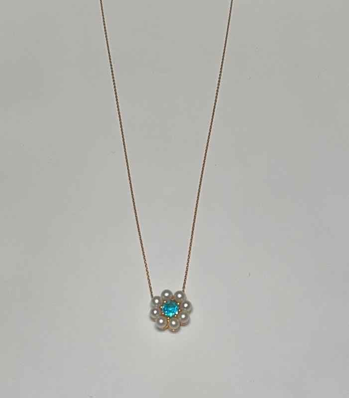 گردنبند زنانه طلا ۱۸ عیار گردنبند گل و مروارید گالری رخساره