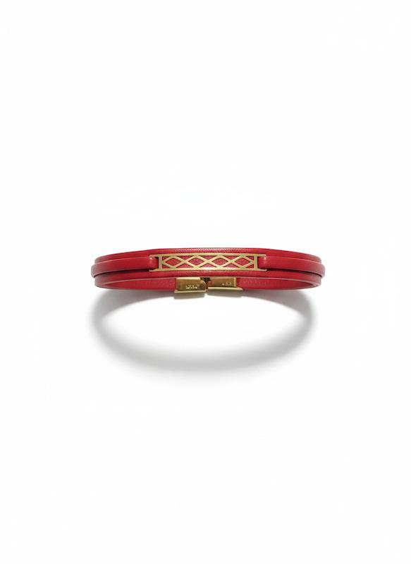 دستبند زنانه طلا ۱۸ عیار دستبند چرم قرمز گالری کاژه گلد