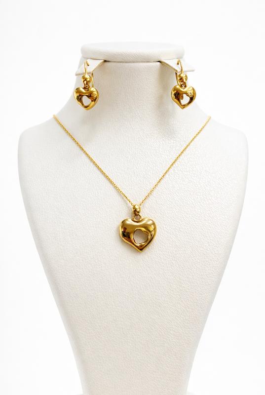 زنانه نیم ست طلا ۱۸ عیار قلب آینه ای گالری طلای حسن خانی