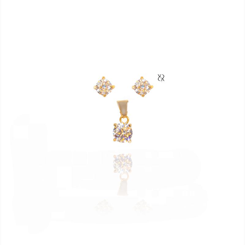 زنانه نیم ست طلا ۱۸ عیار نیمست گوشواره و آویزگردنی سنگ سفید برلیان خور گالــری طلا رابــونـل