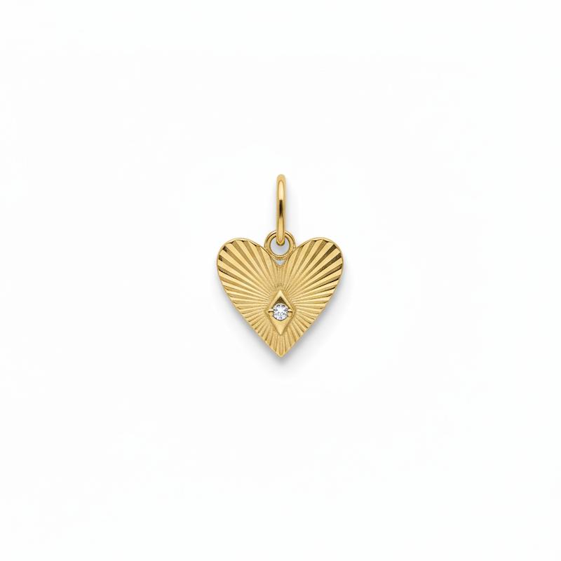 آویز زنانه طلا ۱۸ عیار قلب تک نگین گالری شمش طلا
