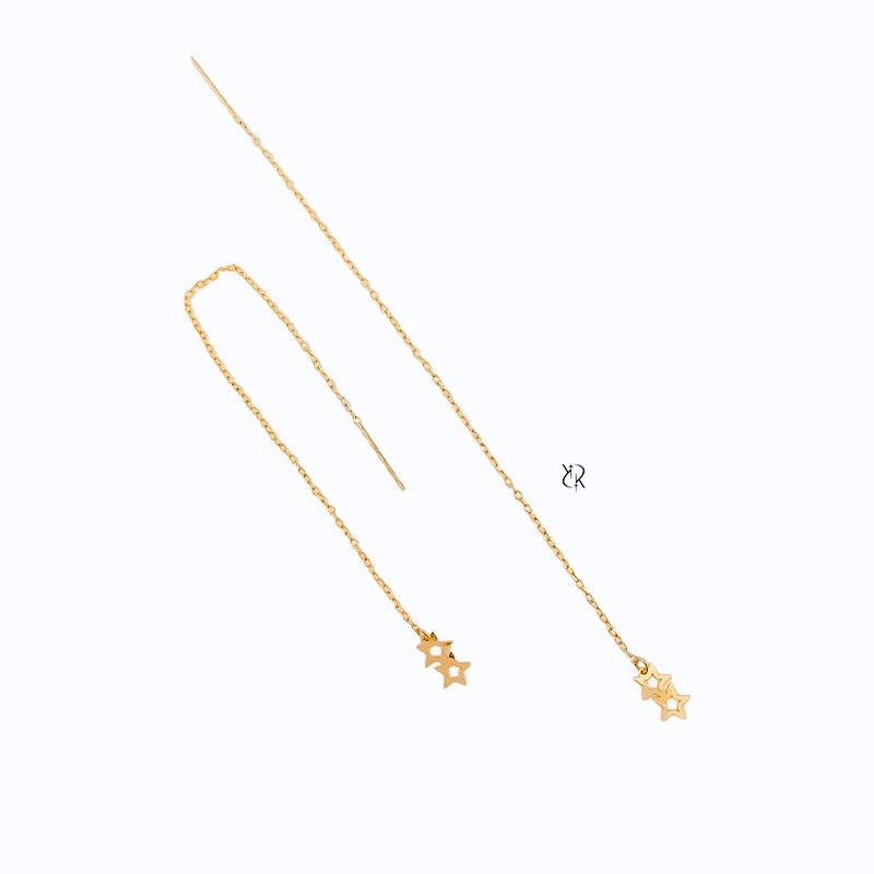 گوشواره زنانه طلا ۱۸ عیار گوشواره طلا بخیه ای طرح ستاره گالــری طلا رابــونـل