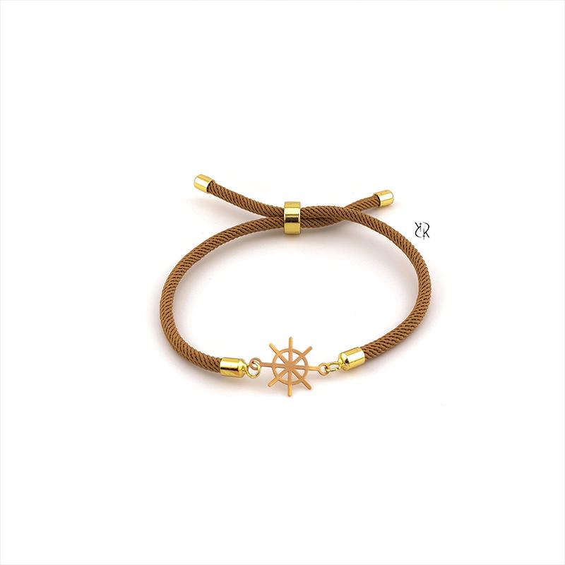 دستبند زنانه طلا ۱۸ عیار دستبند طنابی کشویی طرح سکان گالــری طلا رابــونـل