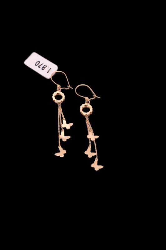 گوشواره زنانه طلا ۱۸ عیار پروانه راموگلد