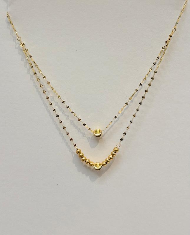 گردنبند زنانه طلا ۱۸ عیار گردنبند دو ردیفه بالچین طلای نیاکی