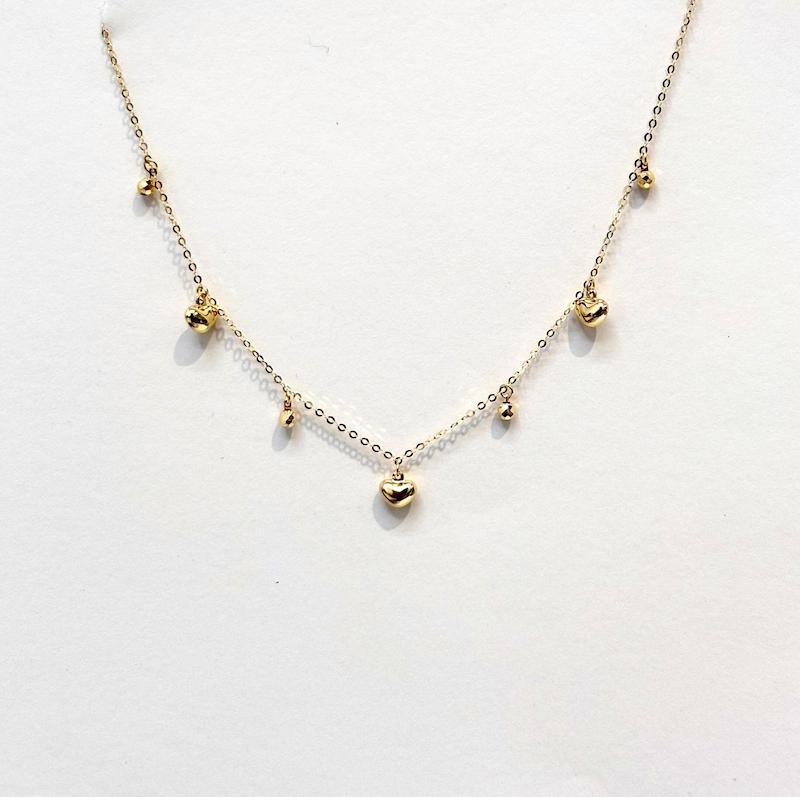 گردنبند زنانه طلا ۱۸ عیار گردنبند ترکیبی گوی و قلب طلای نیاکی