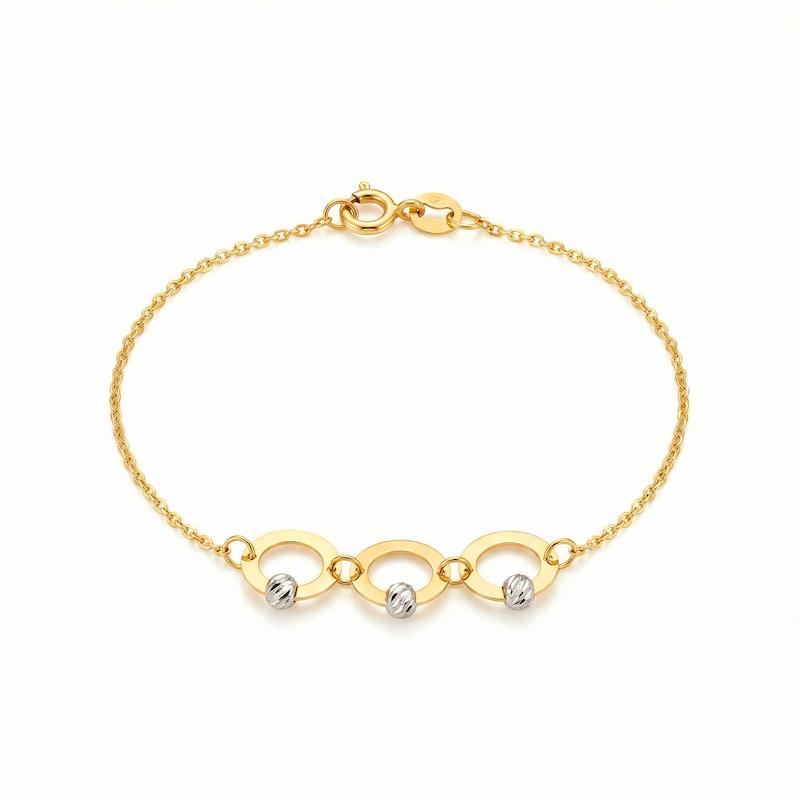 دستبند زنانه طلا ۱۸ عیار دایره و گوی گالری شمش طلا