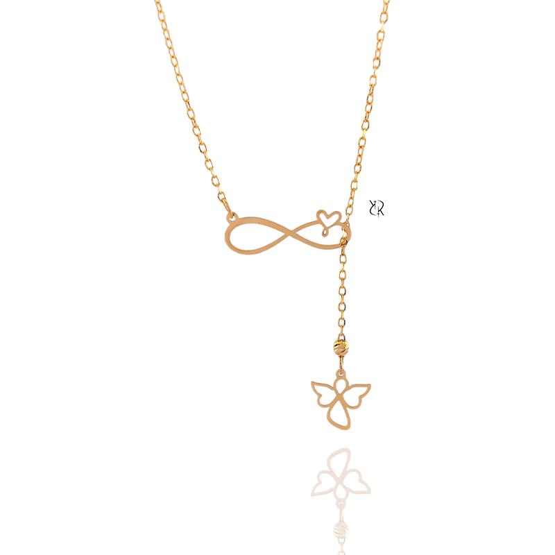 گردنبند زنانه طلا ۱۸ عیار گردنبند طلا طرح بینهایت و فرشته گالــری طلا رابــونـل