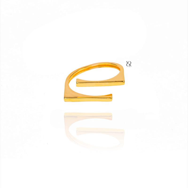 انگشتر زنانه طلا ۱۸ عیار انگشتر طلا طرح دو خط گالــری طلا رابــونـل