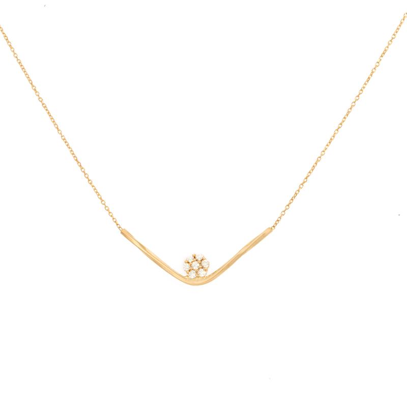 گردنبند زنانه طلا ۱۸ عیار گردنبند طلا طرح لاین و گل نگین دار گالــری طلا رابــونـل