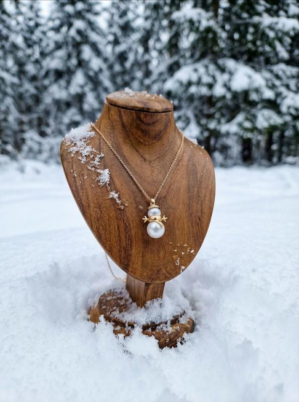 گردنبند زنانه طلا ۱۸ عیار گردنبند آدم برفی طلای شیک