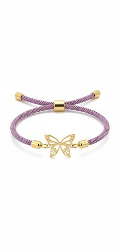 دستبند زنانه طلا ۱۸ عیار پلاک دستبندی پروانه با بند مارشالی گالری کاژه گلد