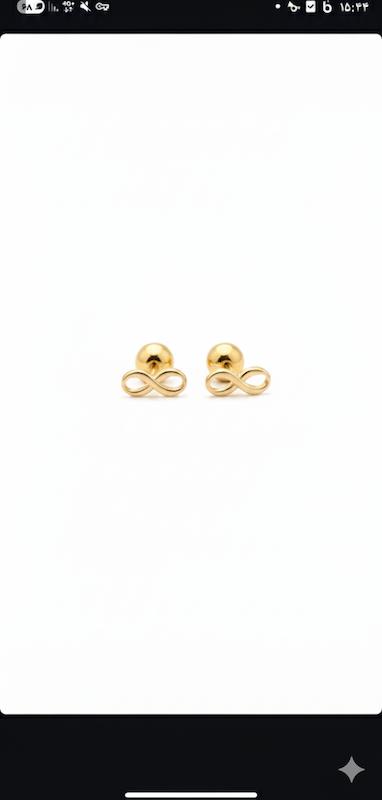 گوشواره زنانه طلا ۱۸ عیار گوشواره میخی پشت گوی دار بینهایت گالری کاژه گلد