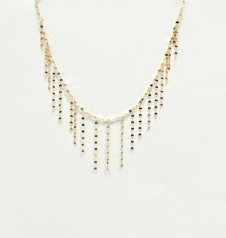 گردنبند زنانه طلا ۱۸ عیار گردنبند آبشاری پولکی طلای نیاکی