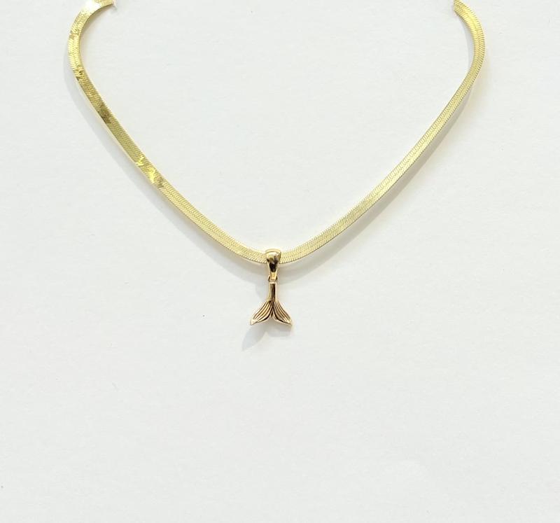 گردنبند زنانه طلا ۱۸ عیار گردنبند هرینگبون دم وال طلای نیاکی