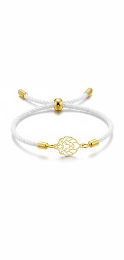 دستبند زنانه طلا ۱۸ عیار پلاک لیزری دستبندی  با بند ابریشمی گالری کاژه گلد