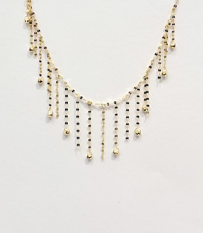 گردنبند زنانه طلا ۱۸ عیار گردنبند آبشاری گوی طلای نیاکی