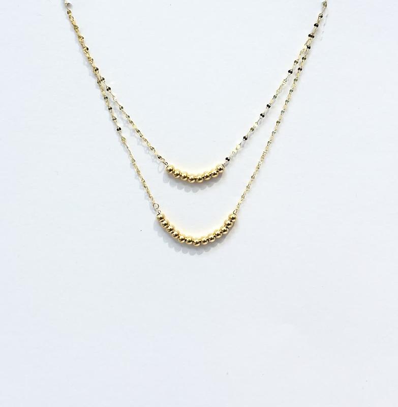 گردنبند زنانه طلا ۱۸ عیار گردنبند گوی دو ردیفه طلای نیاکی