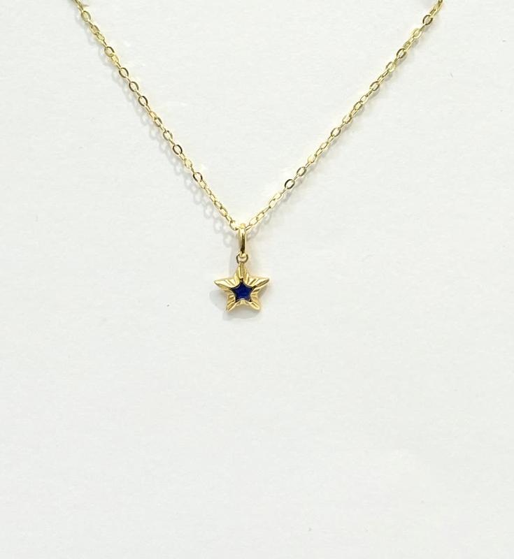 گردنبند زنانه طلا ۱۸ عیار گردنبند ستاره آبی طلای نیاکی