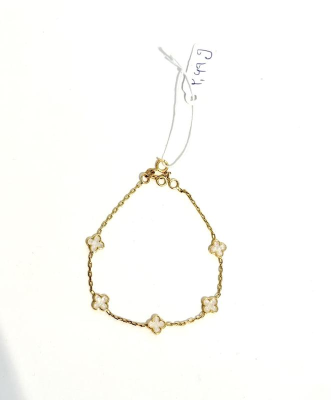 دستبند زنانه طلا ۱۸ عیار دستبند ونکلیف مینا سفید طلای نیاکی