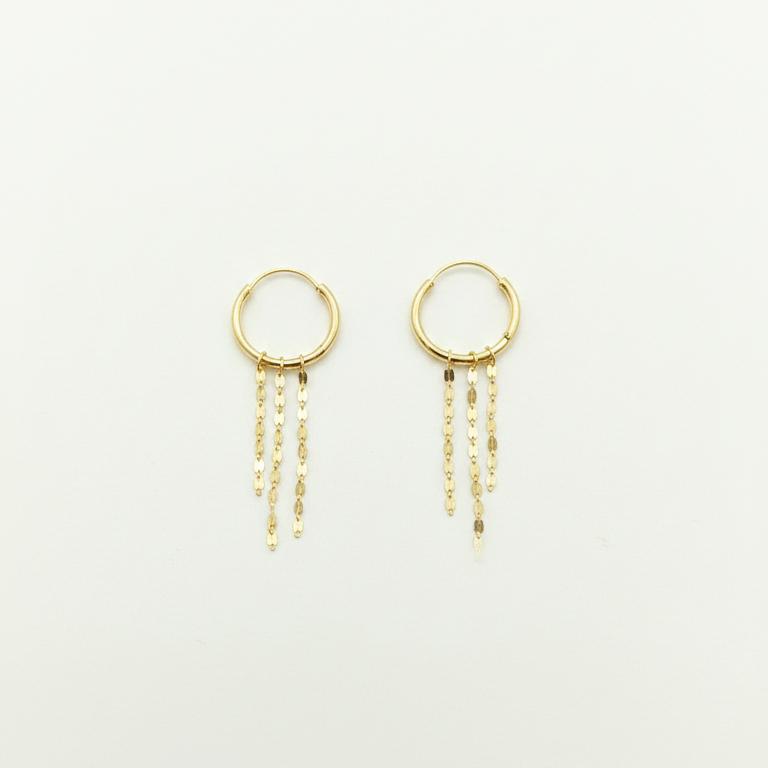 گوشواره طلا ۱۸ عیار حلقه ای آبشاری گالری شمش طلا