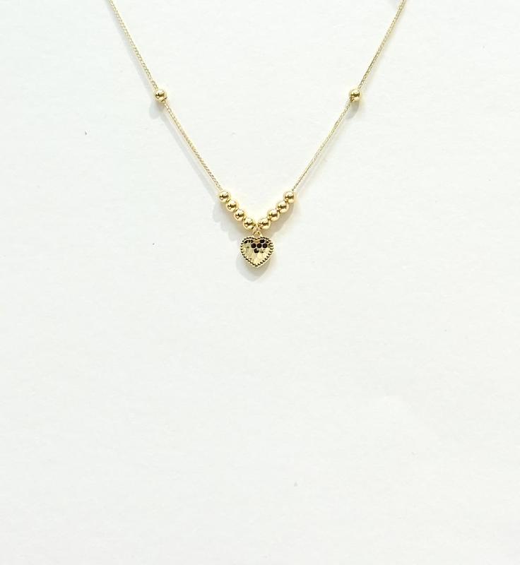 گردنبند زنانه طلا ۱۸ عیار گردنبند قلب و گوی طلای نیاکی