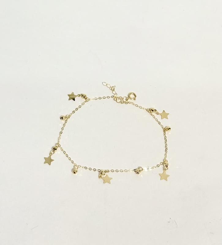 دستبند زنانه طلا ۱۸ عیار دستبند مینیمال ستاره و گوی طلای نیاکی