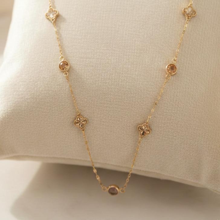 گردنبند زنانه طلا ۱۸ عیار ونکلیف و مارکو با زنجیر استار گالری شمش طلا