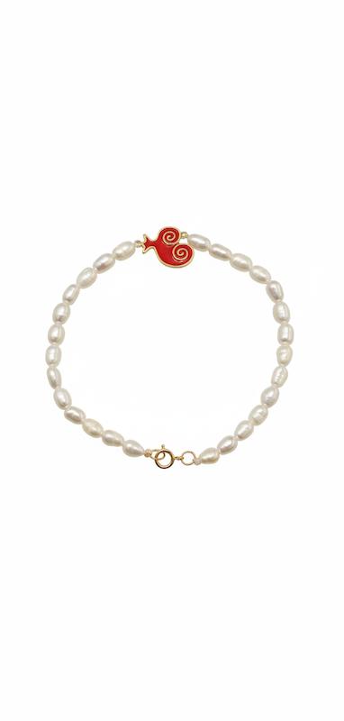 دستبند زنانه طلا ۱۸ عیار مروارید ۵۴۶۲ گالری طلای شفیع