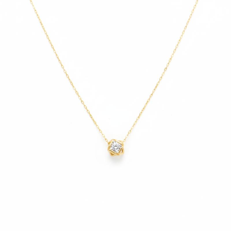 گردنبند زنانه طلا ۱۸ عیار تک نگین سولیتر گالری شمش طلا