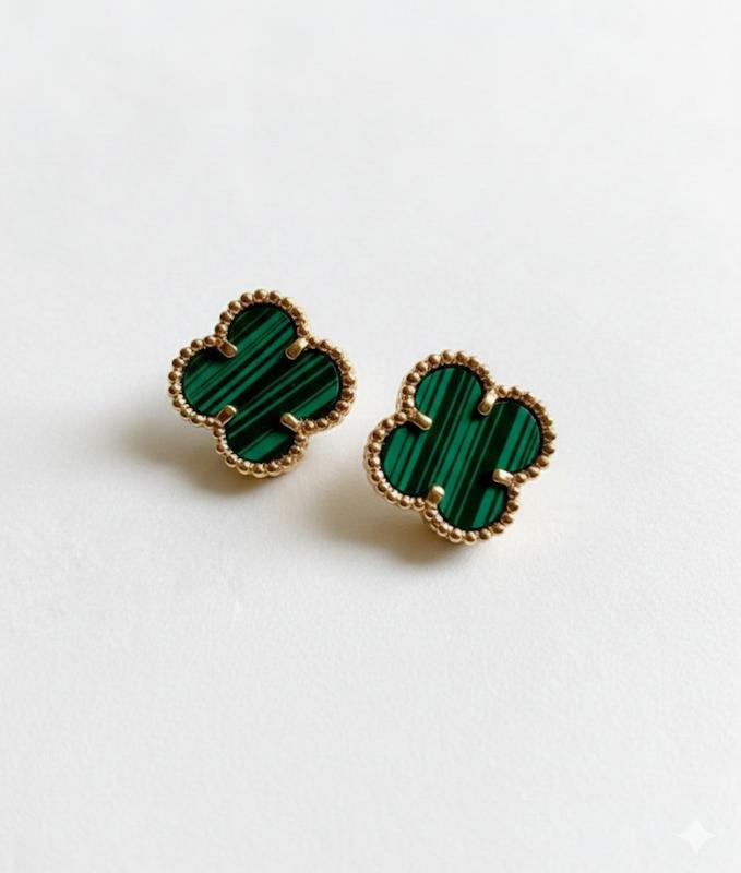 گوشواره زنانه طلا ۱۸ عیار گوشواره ونکلیف سبز پشت گوشواره طلا گالری کاژه گلد