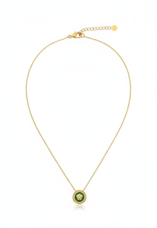 گردنبند زنانه طلا ۱۸ عیار گردنبند ورساچه سبز متصل گالری کاژه گلد