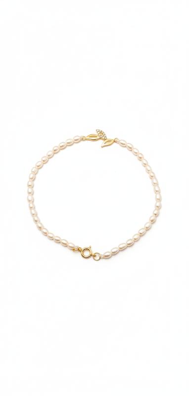 دستبند زنانه طلا ۱۸ عیار مروارید۵۴۵٩ گالری طلای شفیع