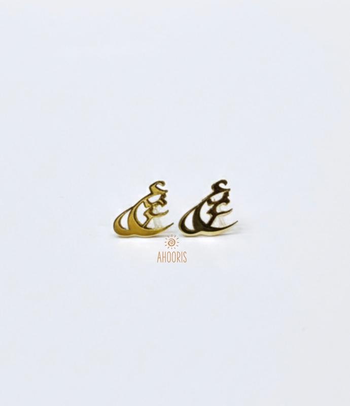 گوشواره زنانه طلا ۱۸ عیار E26 گوشواره عشق آهوریس