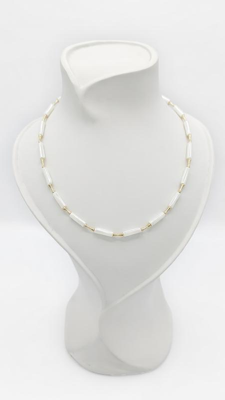 گردنبند زنانه طلا ۱۸ عیار بامبو سفید گالری مینا‌جان