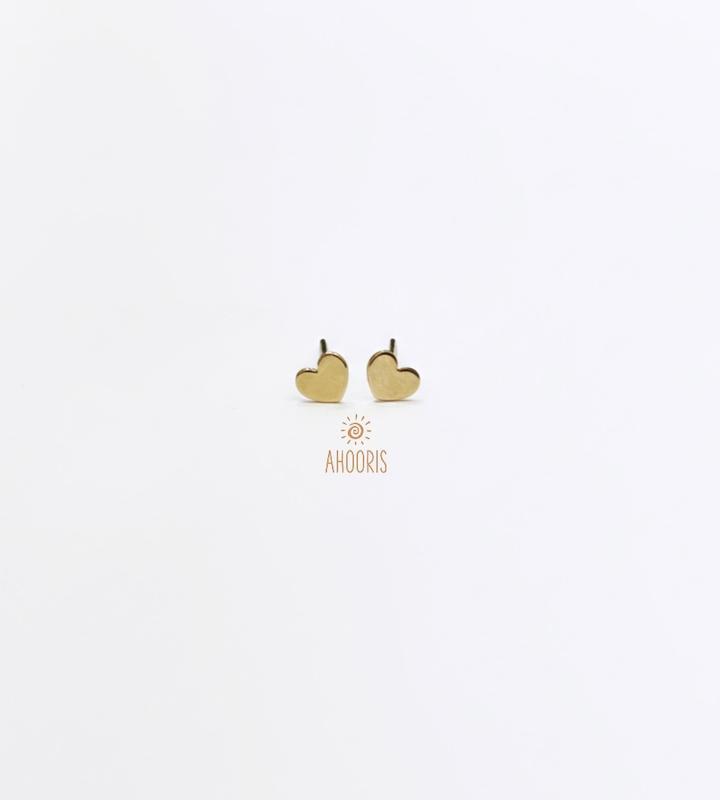 گوشواره زنانه طلا ۱۸ عیار E58 گوشواره قلب ریز آهوریس