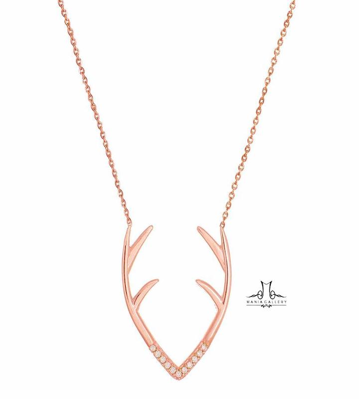 گردنبند زنانه طلا ۱۸ عیار گردنبند شاخ گوزن گالری مانيا