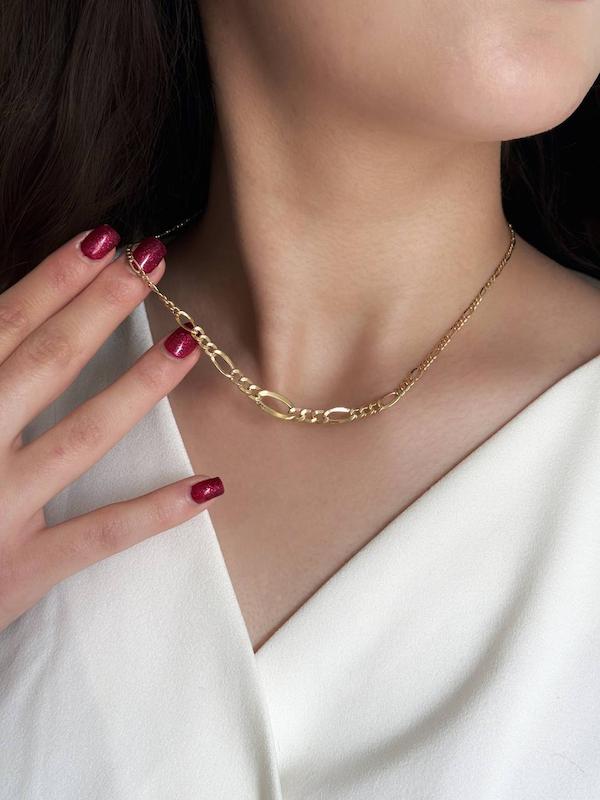 گردنبند زنانه طلا ۱۸ عیار گردنبند فیگارو کونیک مهوا گالری طلا و سکه مهوا