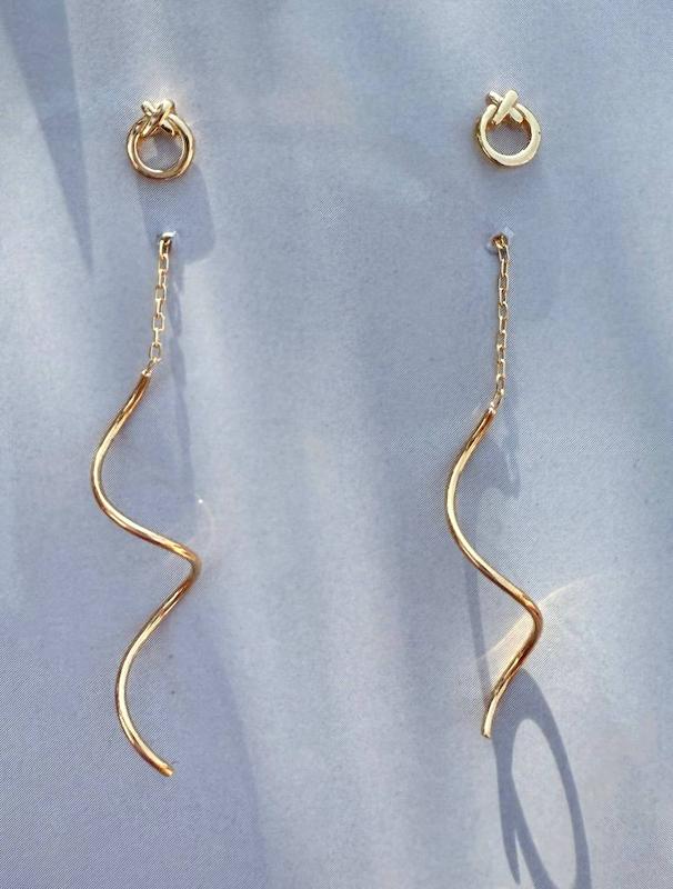 گوشواره زنانه طلا ۱۸ عیار گوشواره کرلی مهوا گالری طلا و سکه مهوا