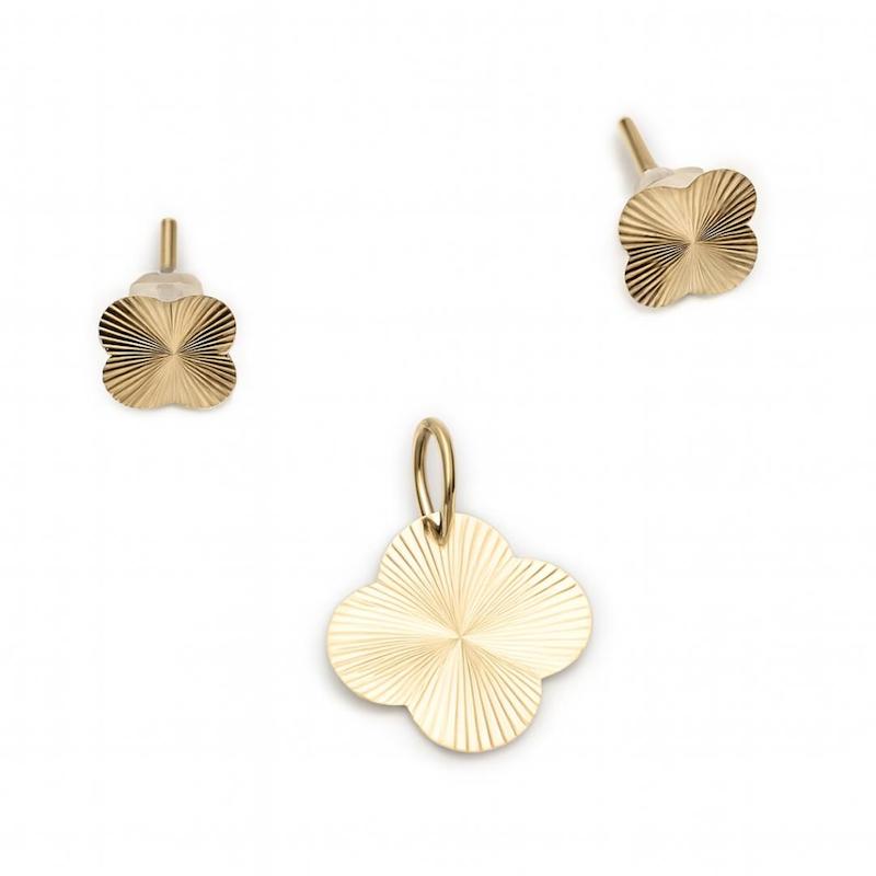 زنانه نیم ست طلا ۱۸ عیار نیم ست مینیمال دخترانه گل ونکلیف گالری زربام