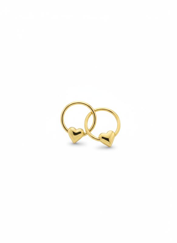 گوشواره بچگانه طلا ۱۸ عیار گوشواره با قلب دامله گالری کاژه گلد