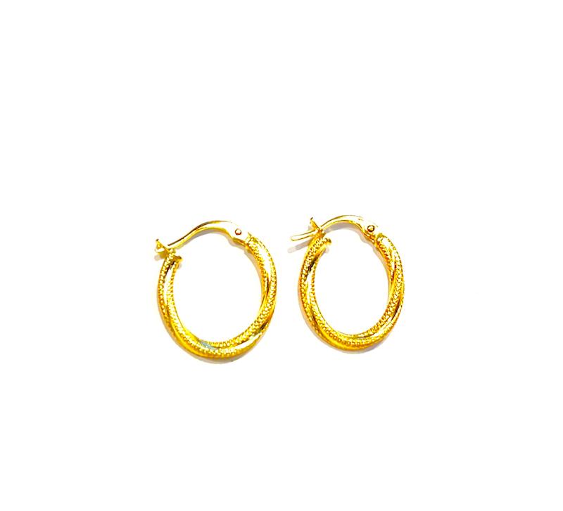 گوشواره زنانه طلا ۱۸ عیار حلقه‌ای لوکس متوسط جواهری عسل استرآبادی