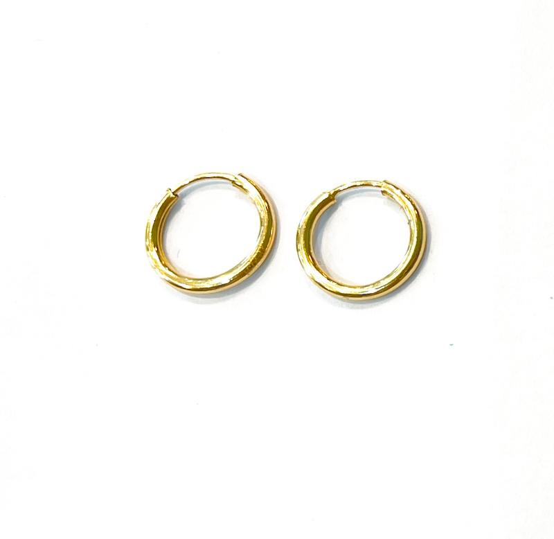 گوشواره زنانه طلا ۱۸ عیار حلقه‌ای مفتولی کوچک جواهری عسل استرآبادی