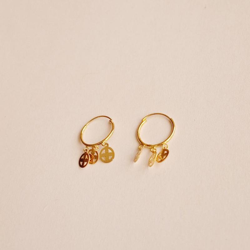 گوشواره بچگانه طلا ۱۸ عیار حلقه ای و دایره گالری زربام