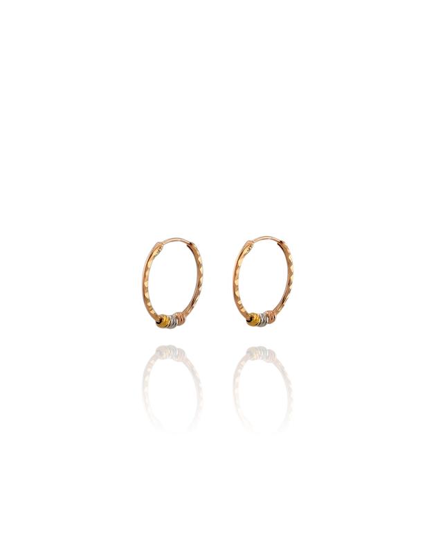 گوشواره زنانه طلا ۱۸ عیار گوشواره طلا حلقه ای تراش و گوی البرنادو گالــری طلا رابــونـل