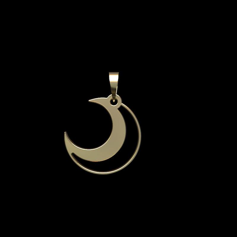 آویز زنانه طلا ۱۸ عیار ماه کد PA11858 مدوپد